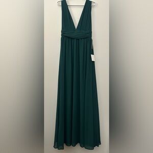 DEFECT NWT Lulus Heavenly Hues Maxi Dress Forest Green Prom Size S #508192